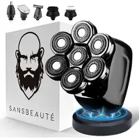 Sansbeauté 6-in-1 Scheerapparaat Mannen – Trimmer - Tondeuse - SkullSharp PRO - Electric Face & Head Shaver - Hoofd Kaal Scheren – Nat & Droog - Draadloos Opladen - Elektrisch