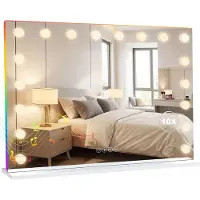 HOMCOM LED Kaptafel Make-up Spiegel-Glas-80L x 14B x 60H cm-Wit