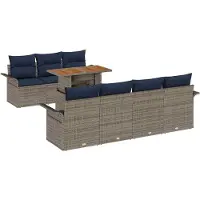 vidaXL Tuin Sofa Set 8 st grijs en marineblauw