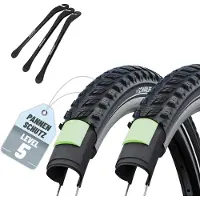 Schwalbe Set van 2 Schwalbe fietsbanden Marathon 365 28 x 2,00 inch (ETRTO 50-622), zonder binnenbanden + 3x metalen bandenlichter