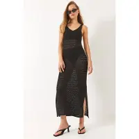 Bianco V-hals Midi Split Jurk