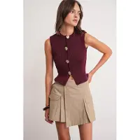 MixRay Gebreid Crop Top met Textuur en Knopdetails
