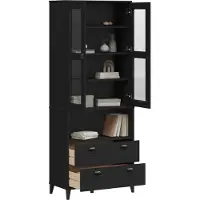 vidaXL Hoge kast VIKEN 80x40x200 cm massief grenenhout zwart