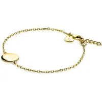 Zinzi gold plated zilveren armband met rond plaatje 15mm om te graveren 17-20cm ZIA2345G