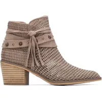 Refresh Dames Leren enkellaarsjes 175180 bruin (38), Leer, 3 tot 5 cm, Ritssluiting, Casual 17518004-TAUPE