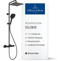 Villeroy & Boch Elody douchesysteem, waterbesparende complete set – Matzwart