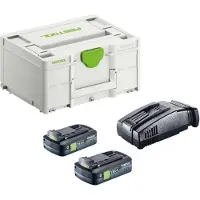 Festool energieset SYS 18V 2xTBX4/SCA16 met 2x BP 18 TBX 4 C-ASI accu 18 V 4,0 Ah ( 2x 578745 ) + SCA 16 snellader ( 576953 ) + Systainer