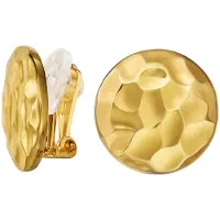 Traveller Clip Oorbellen - Oorclips Dames - 22 Karaat Verguld - Gehamerde Structuur - Rond - 20mm - 157879