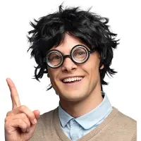 Boland Pruik Nerd Zwart zwart Polyester Pruik