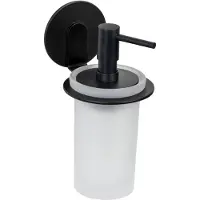 Wenko Turbo-Loc Zeepdispenser Bivio mat zwart aluminium - Zeeppompje - Zwart - Zelfklevend - Zonder boren