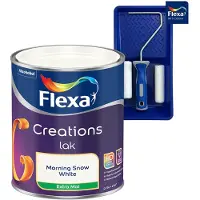Flexa Voordeelpakket Creations - Lak Extra Mat - Morning Snow - 750 ML + Lakroller - 4 Delig