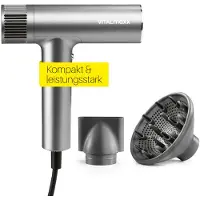 DS Produkte STYLE & SHINE by Slim Hairdryer - Ionenhaardroger met BLDC-motor | Haardroger met 3 temperatuurstanden en 2 snelheden | 2 opzetstukken en digitaal display | 1500 W haardroger – extra stil