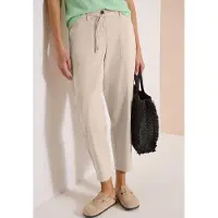 Cecil Dames Mid Waist broek met wijde pijpen in casual pasvorm - Beige - 27
