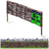 Kadax Palissade van wilgentenen, natuurlijk wilgenhek, handgemaakt wilgenvlechthek, tuinhek voor paden en bloembedden, omheining gazonrand (5 stuks 60 x 20 cm)