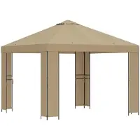 vidaXL Prieel 3 x 3 m Beige Polyester en Staal 190 gsm
