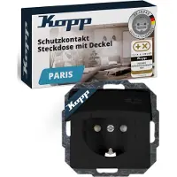Kopp Inbouwstopcontact Paris Met Aarde (randaarde) 1-polig Zwart Ip20