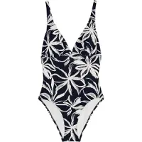 Marc O'Polo Badpak ' Abstract Floral ' zwart / wit