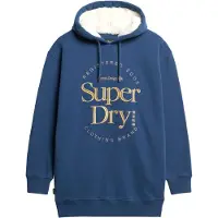 Superdry Dames Jurk met capuchon en metallic Luxe logo blauw (S/M), Casual, Katoen, Lange mouwen, Duurzaam W8011756A