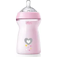 Chicco Babyfläschchen NATURAL FEELING PP Sauger Silikon schneller Fluss PINK 6m+