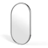 Vente-unique Ovale wandspiegel van aluminium - L. 40 x H. 70 cm - Verchroomd - REFLEYA