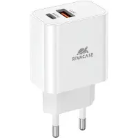Rivacase PS4102 - Wandlader (EU) USB-C en USB-A - 20W - Snellader - Onbrandbaar - Duurzaam - Wit