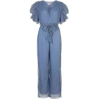 Freebird Dames Jumpsuits F-jer-plisse-lurex-26-1 - Lichtblauw - Maat S