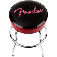 Fender Red Sparkle Logo Barstool Black Red Sparkle-Chrome 24"