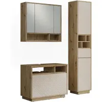 Vicco Badkamermeubelset Beatrice Kasjmier/Artisanaal eiken 3-delig, Model 61319