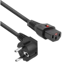 ACT Netsnoer Schuko CEE 7/7 male (haaks) - C13 IEC Lock zwart 2 m, EL182S AK5040
