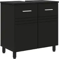 vidaXL Badkamer vaniteitsunit Zwart 60 x 35 x 60 cm Bewerkt hout