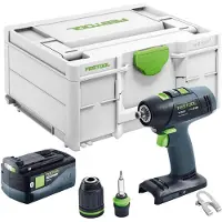 Festool T 18+3-Basic accuboormachine 18 V 50 Nm borstelloos + 1x accu 5,0 Ah + Systainer - zonder oplader