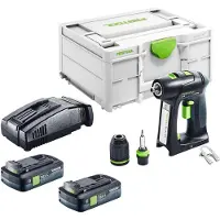 Festool C 18-Basic accuboormachine 18 V 45 Nm borstelloos + 2x accu 4,0 Ah + snellader + Systainer