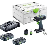 Festool T 18+3-Basic accuboormachine 18 V 50 Nm borstelloos + 2x accu 4,0 Ah + oplader + Systainer