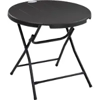 Northio Tuintafel, inklapbare tafel van rundleer, diameter 80 cm, bijzettafel voor 4 personen, tuintafel met decoratieve houtlook, geschikt voor balkon, donkergrijs