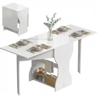 HOMCOM Klapbare Eettafel-Spaanplaat-160L x 60B x 75H cm-Wit