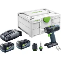 Festool T 18+3-Basic accuboormachine 18 V 50 Nm borstelloos + 2x accu 5,0 Ah + snellader + Systainer