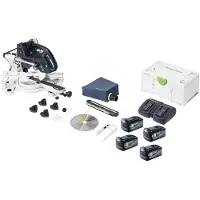 Festool KAPEX KSC 60 EB-Basic accu-afkort- en trekzaag 18 V / 36 V 216 mm borstelloos + 4x accu 5,0 Ah + dubbele lader + Systainer