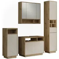 Vicco Badkamermeubelset Beatrice Kasjmier/Artisanaal eiken 4-delig, Model 61316