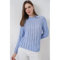 Big Dart Gestructureerde Slim Fit Halflange Turtleneck Blouse
