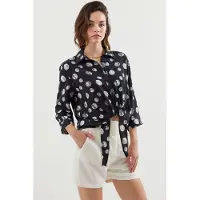 Big Dart Geprinte Viscose Blouse met Strik