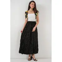 Big Dart Gestructureerde Maxi Rok met Elastische Taille