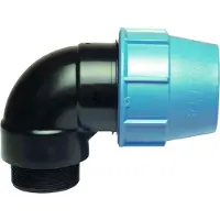 Unidelta PE knie 90° klemkoppeling, 90 mm x 3'' bu.dr.