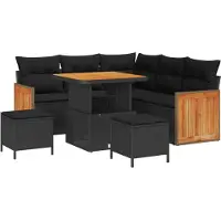 vidaXL Tuinbank Set 8 st 8-Aantal zitplaatsen Zwart