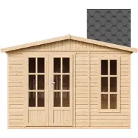 Timbela M334FB+H334FBBLACK - Tuinkantoor - 6,03 m² - 222x332xH232 cm - met vloer en zwarte dakshingles