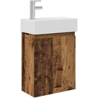 vidaXL Badkamermeubel met kraan Oud hout 45,5 x 25,5 x 84 cm