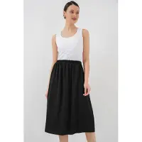 Big Dart Midi Gebreide Elastische Taille Rok