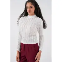 Big Dart Gestructureerde Slanke Pasvorm Halve Colblouse