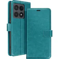 Mayaxess , Hoesje voor Xiaomi 14T Pro Portemonnee met riem, Turquoise
