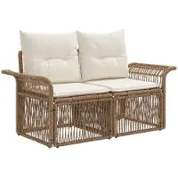 vidaXL Tuin Sofa 2-Aantal zitplaatsen Beige poly rattan
