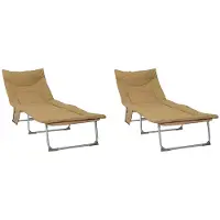 vidaXL Opvouwbare zonnebed met kussen 2 st Beige